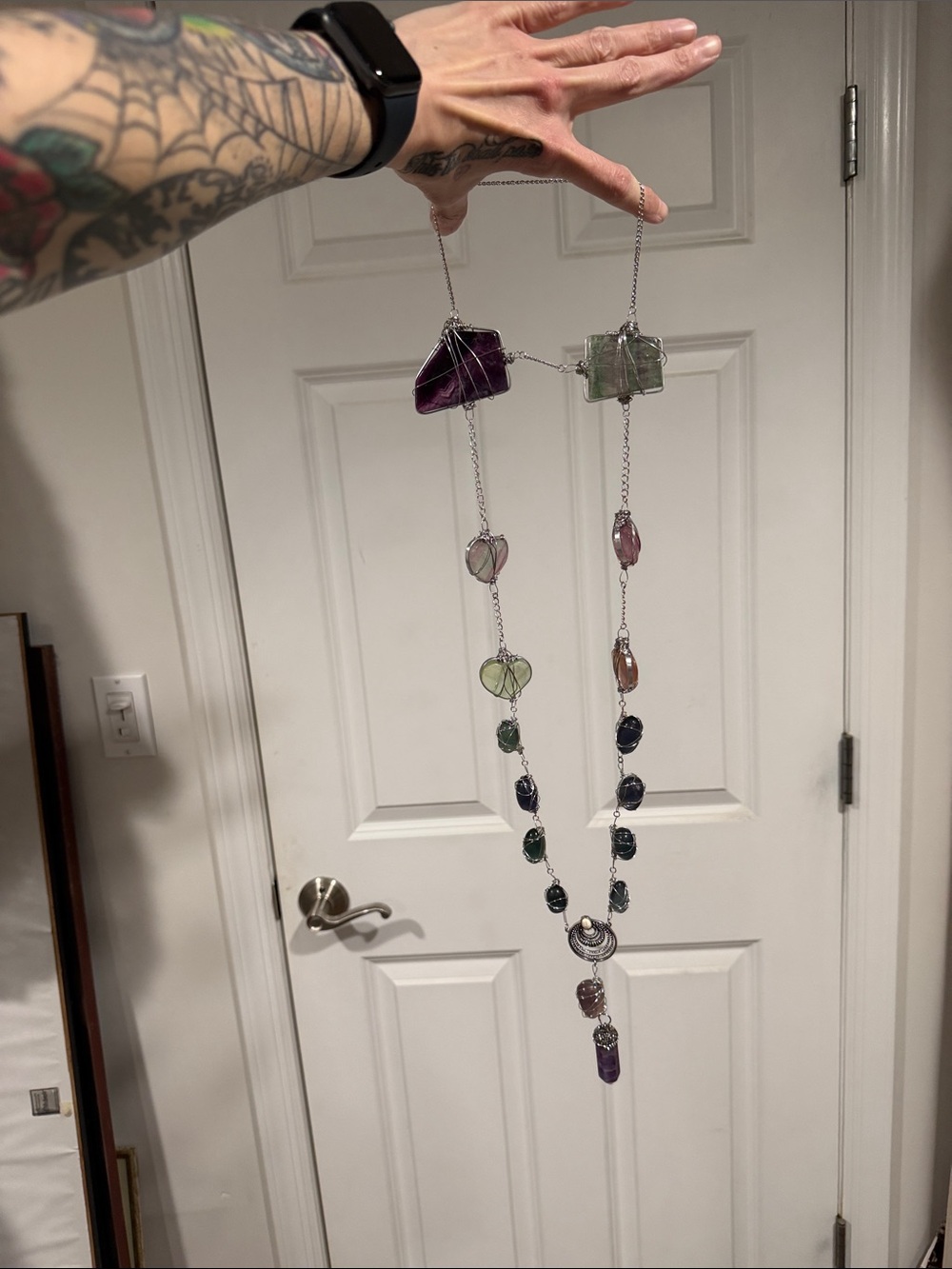 Fluorite Charm w/ Amethyst Pendant